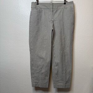 Ann Taylor Loft Marisa Cropped Cotton Pants Striped Charcoal and Cream Size 8